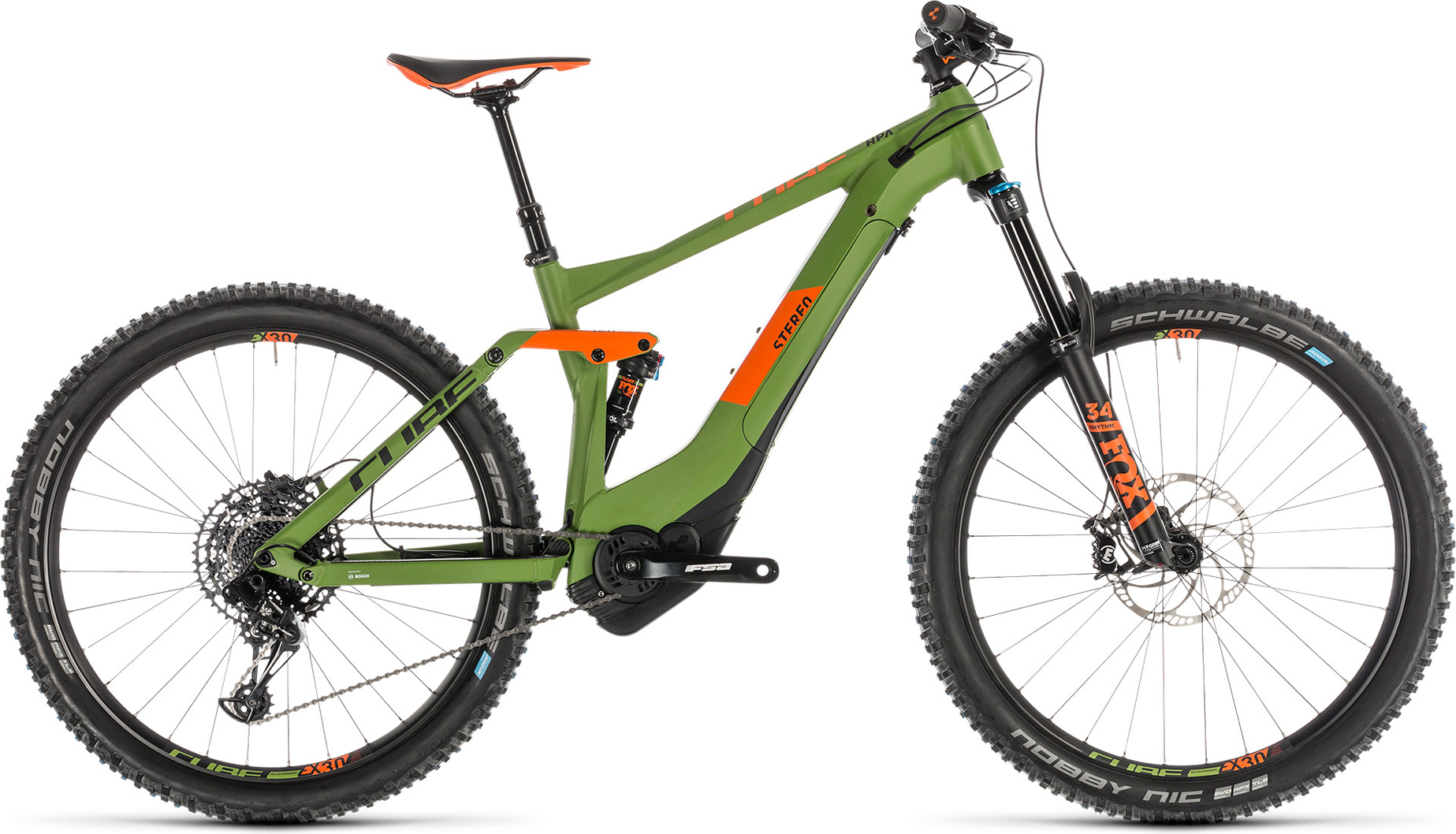VTT électrique Cube 2019 Stereo Hybrid 140 Race 500 27.5 green´n´orange